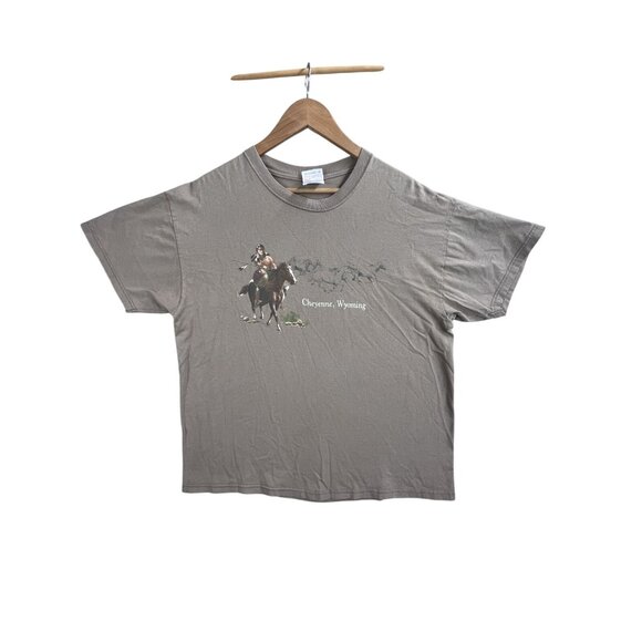 Hanes Other - Vintage Cheyenne Wyoming T Shirt Mens Large Native American Horse Art Hanes Comf